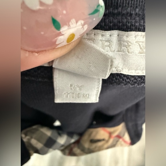 Burberry Children Boys Navy Blue Logo Nova Check Cotton Polo Shirt Sz 5T - Picture 4 of 4